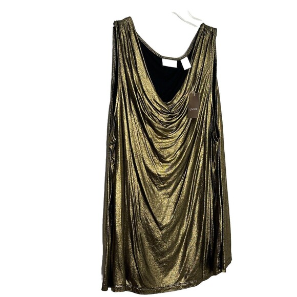 Chico's NWT Waterfall Metallic Bronze Cascade Top 3 XL (11) - Picture 1 of 15